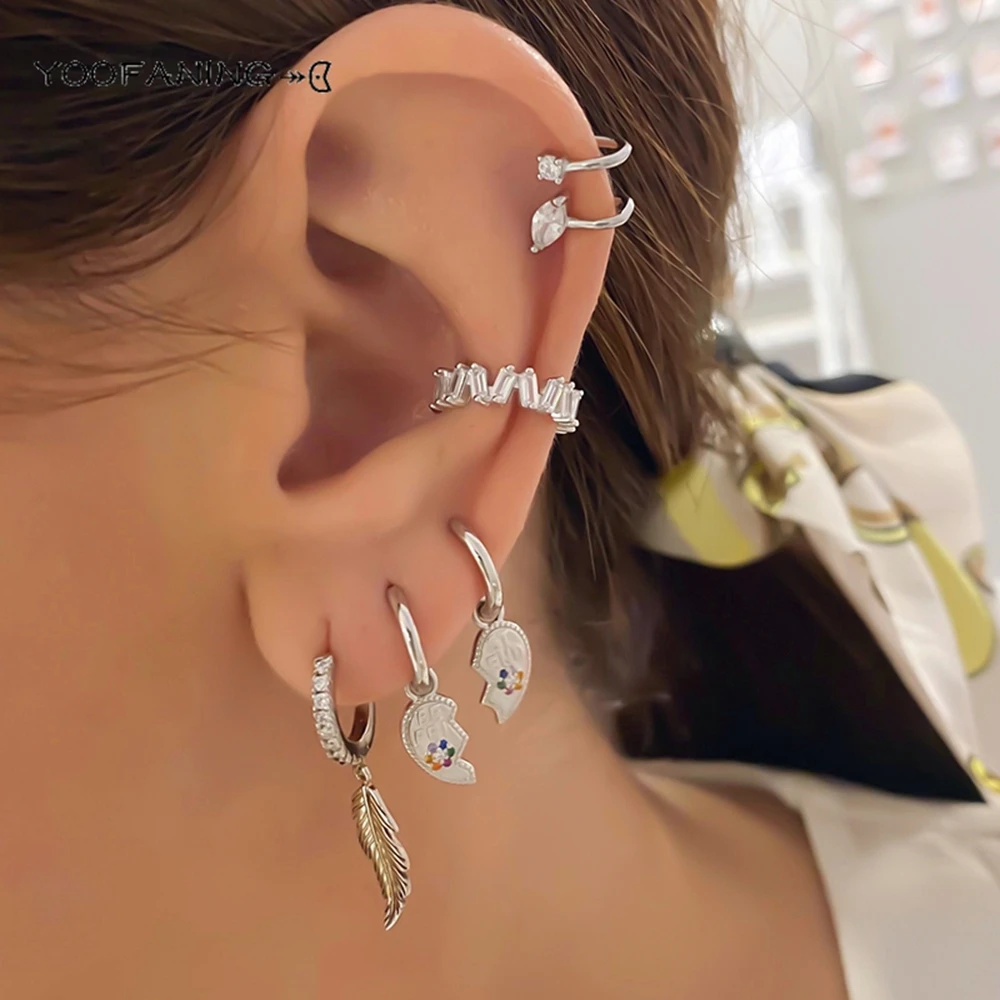 925 Sterling Silver Ear Needle Classic Silver Earrings, Colorful Zircon Flowers Chain Tassel Series Fashionable Women\'s Jewelry