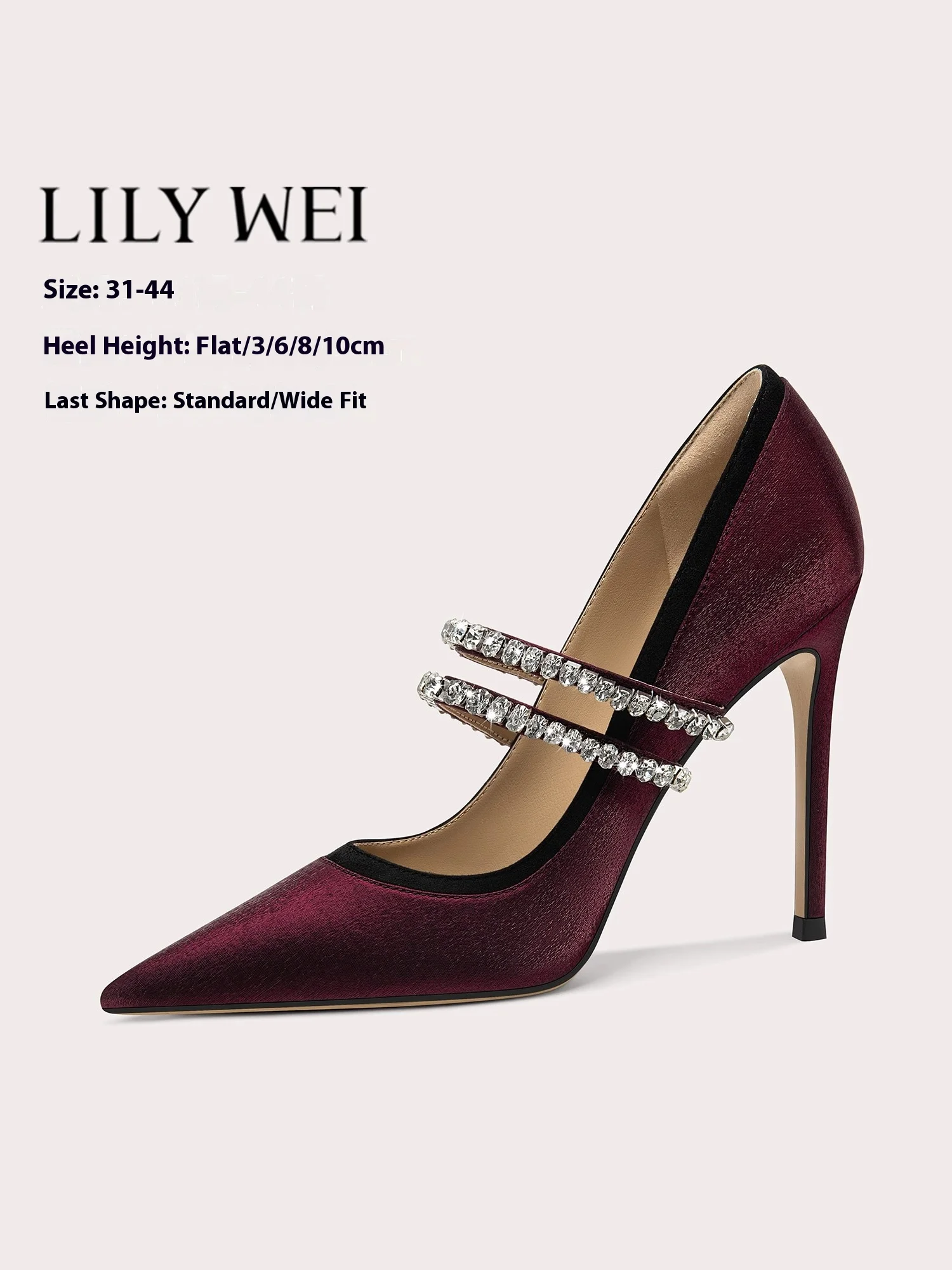 

Spring and autumn new shallow silk rhinestone flat shoes elegant slender high heel banquet large size small size women's shoes