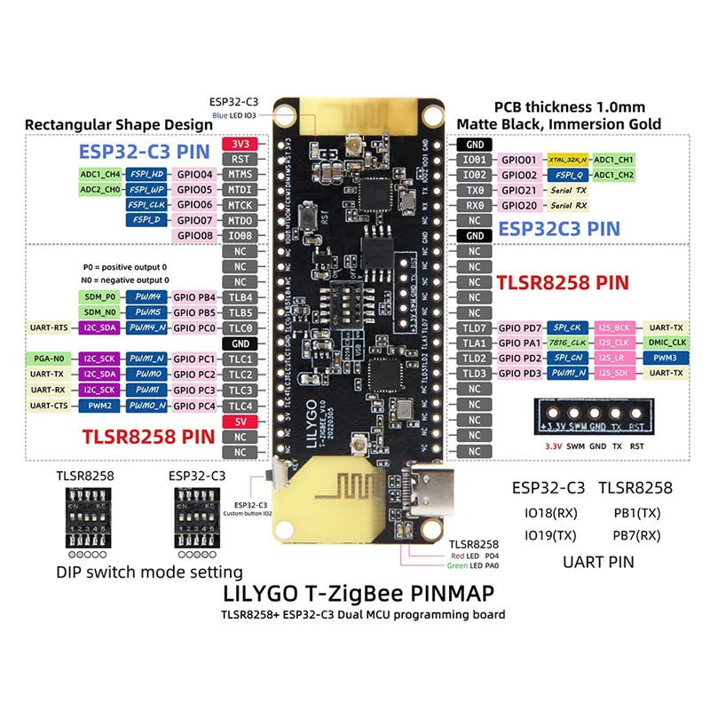 T-Zigbee ESP32-C3 TLSR8258 Zigbee Ultra Low Power IOT Development Board WiFi Bluetooth Smart Control Module