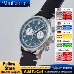 Milifortic Classic 3 Sub-dial Chronograph Watch 10ATM Leather Sapphire Luminous Stainless Calendar Dress Men Quartz Wristwatches