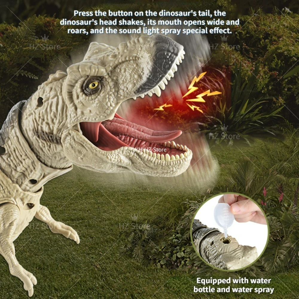 Jurassic World  Tyrannosaurus Rex Action Figure Toy T Rex Dinosaur with Roar Effect, Shake Head & Spray for Kids Birthday Gift