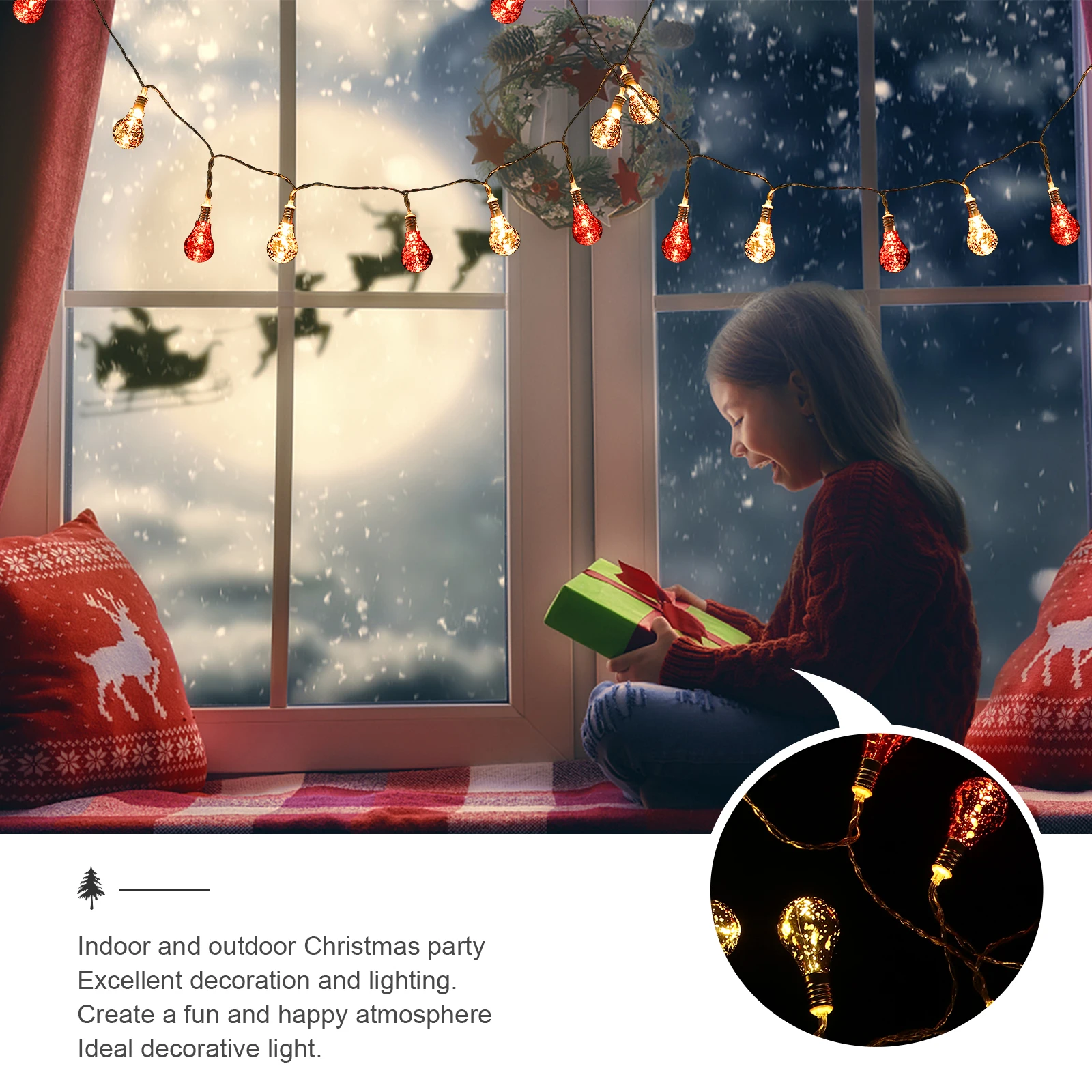 

1Pcs LED Light String Christmas Ball Lamp Decor Special Design String Lights for Wall Garden Indoor Outdoor Xmas Decoration