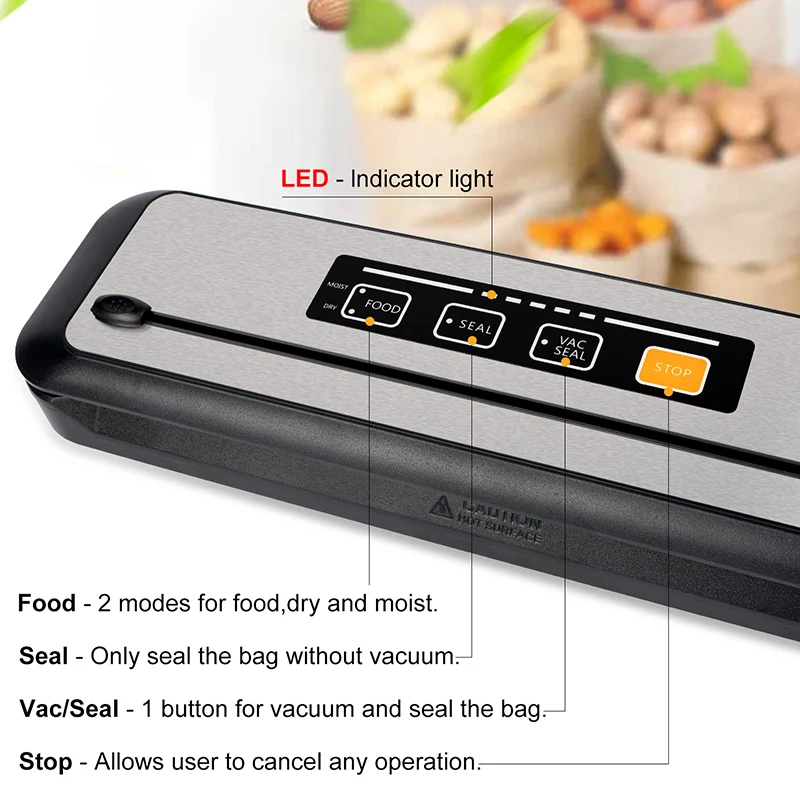 LAIMENG Vacuum Food Sealer sous vide Packaging Machine For Kitchen Storage Vacuum sealed foil Food Packer Vacuum Bags S279