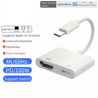 2 in 1 Type-C to HDMI Adapter TV Monitors Projector TV Digital Adapter 4K 30HZ/60HZ Sync Screen Connector For iPhone15/16 series