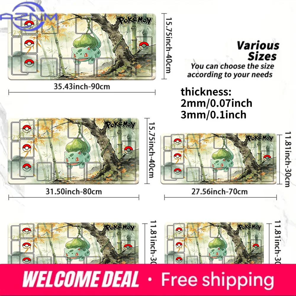 

Игровой коврик для мыши с изображением Бульбазавра из аниме, бамбуковый лес, большой игровой коврик для TCG