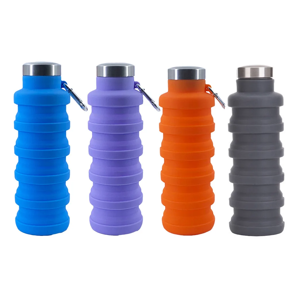 1Pcs Portable Food Grade Silicone Folding Cup 500ml Creative Sports Water Cup Outdoor Telescopic Decompression Water Cup