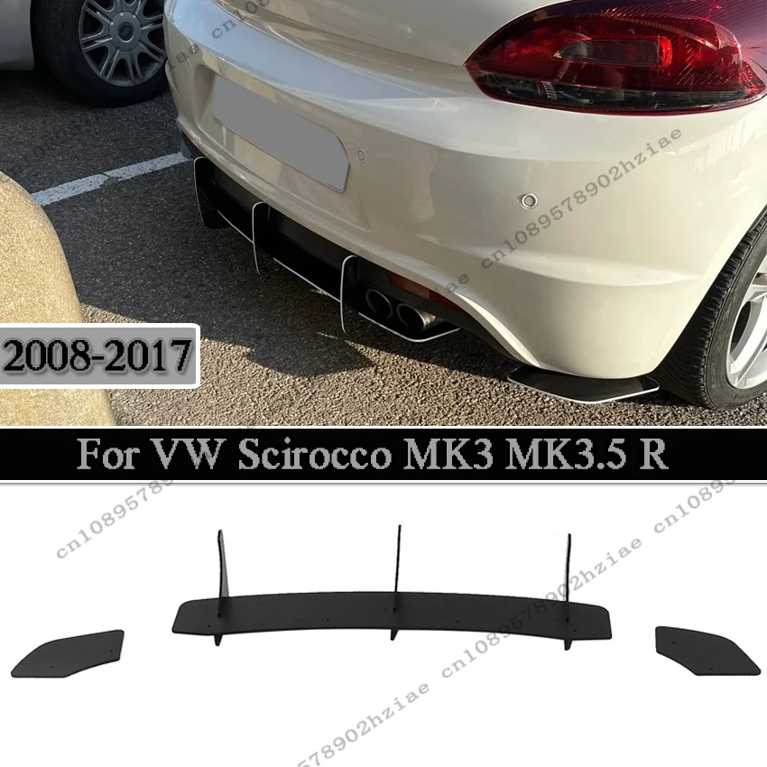 

Диффузор заднего бампера, сплиттер Canard 3Fin, кронштейн багажника автомобиля, пластина для VW Scirocco MK3 MK3.5 R 2008-2017 Maxton Style Tuning