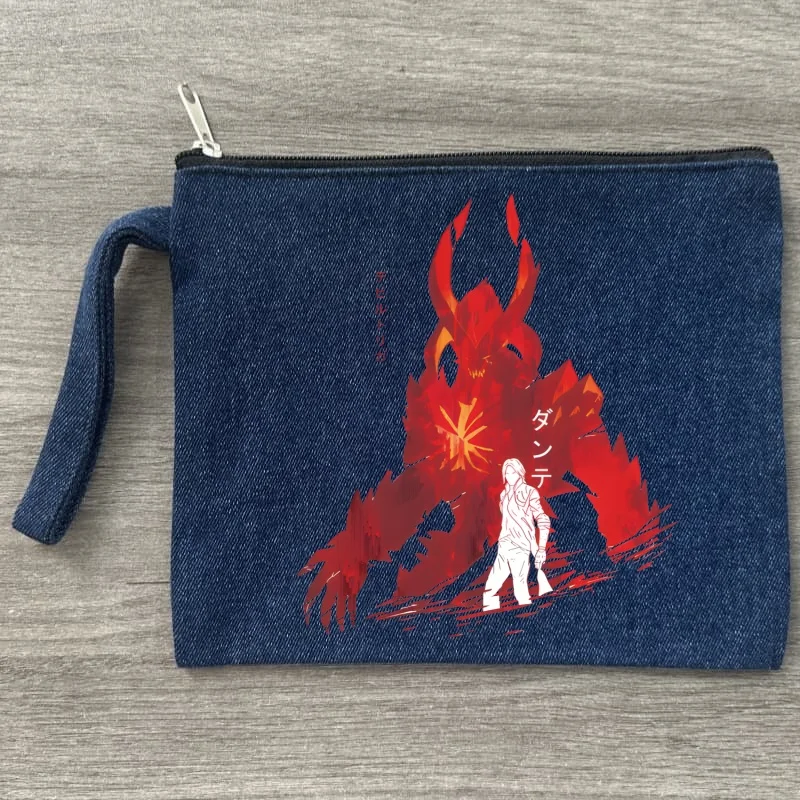 

Demon Hunter Denim Fashion Makeup Bag Travel Storage Bag Canvas Printed Letter Zero Wallet, Small Item Storage Holiday Bags