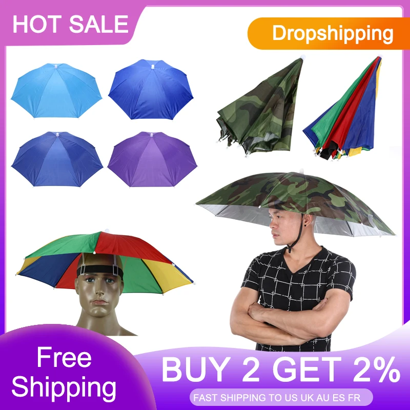 Foldable Rain Umbrella Hat Army Green