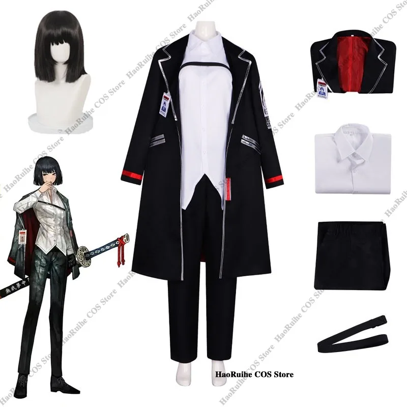 Fantasia de Cosplay Limbus Company Ryoshu - Conjunto Completo de Uniforme Yoshihide (Blusa, Calça, Casaco) e Perucas para Halloween e Carnaval - Jogo de RPG Turn-based