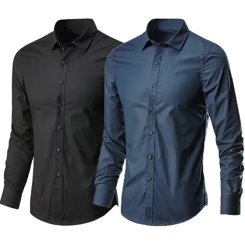 Men\'s long sleeve shirt Business casual solid color non-ironing high quality slim spring summer dress office fashion top shirt