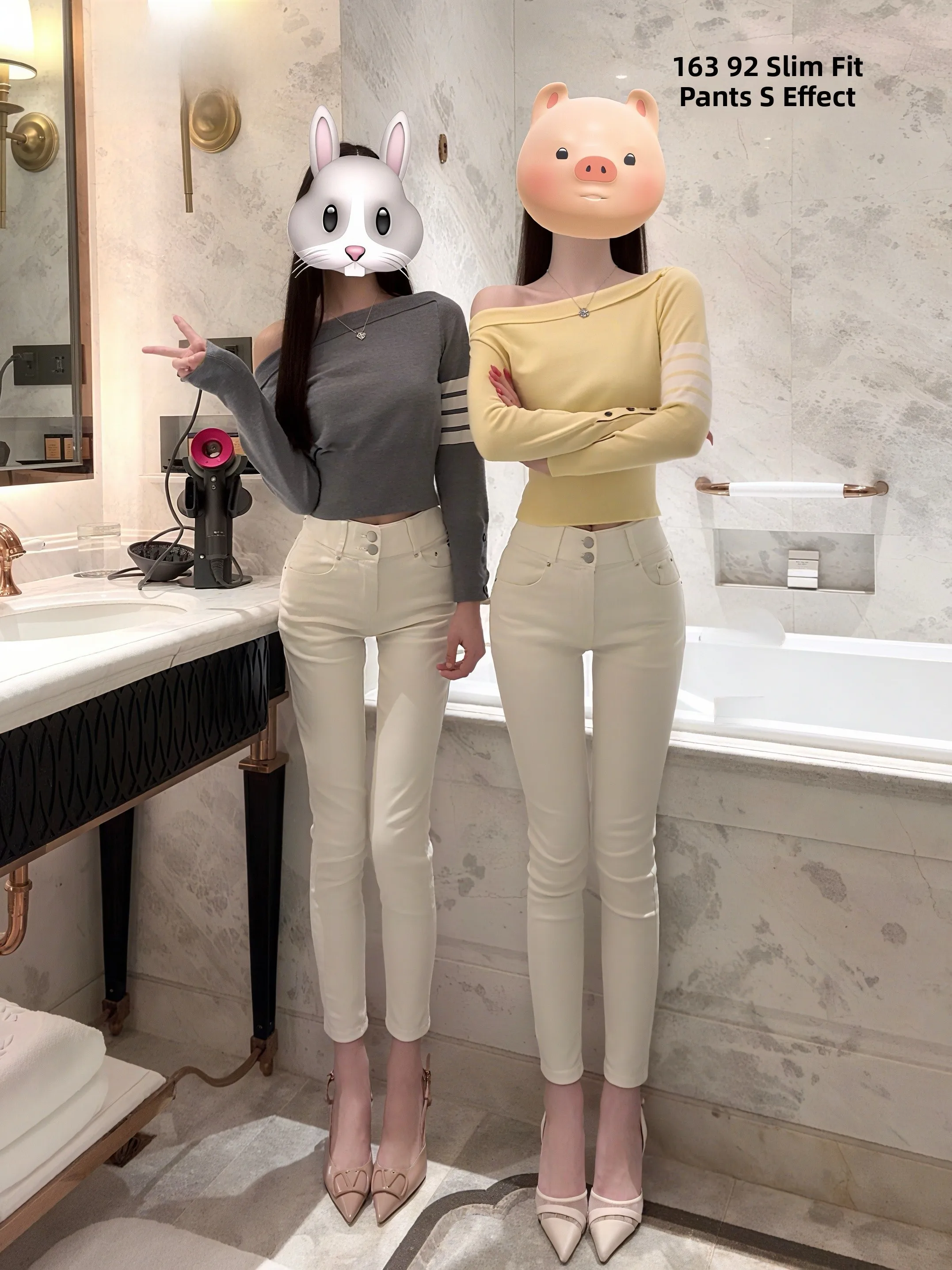 

High Waist Slim Fit Double Bule High Hip White Jeans Versatile Spicy Girl Perfect Match Autumn High Elastici Zipper Sle