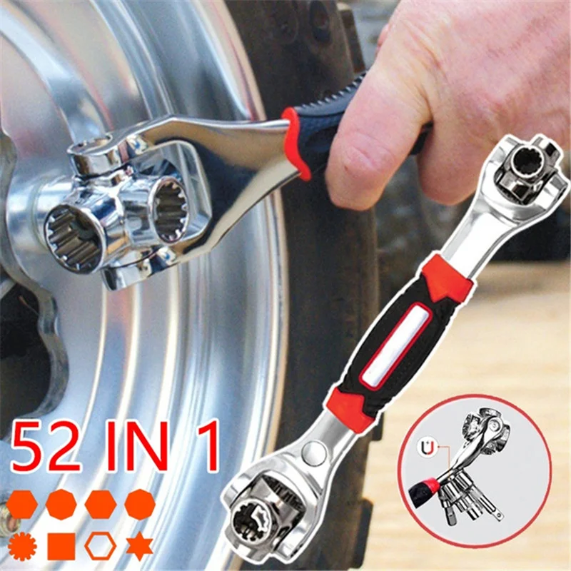 52 In 1 Universal Wrench Socket 360-degree Rotating Multi-function Wrench Hand Tools For Car Repair Adjustable Grip Multitool