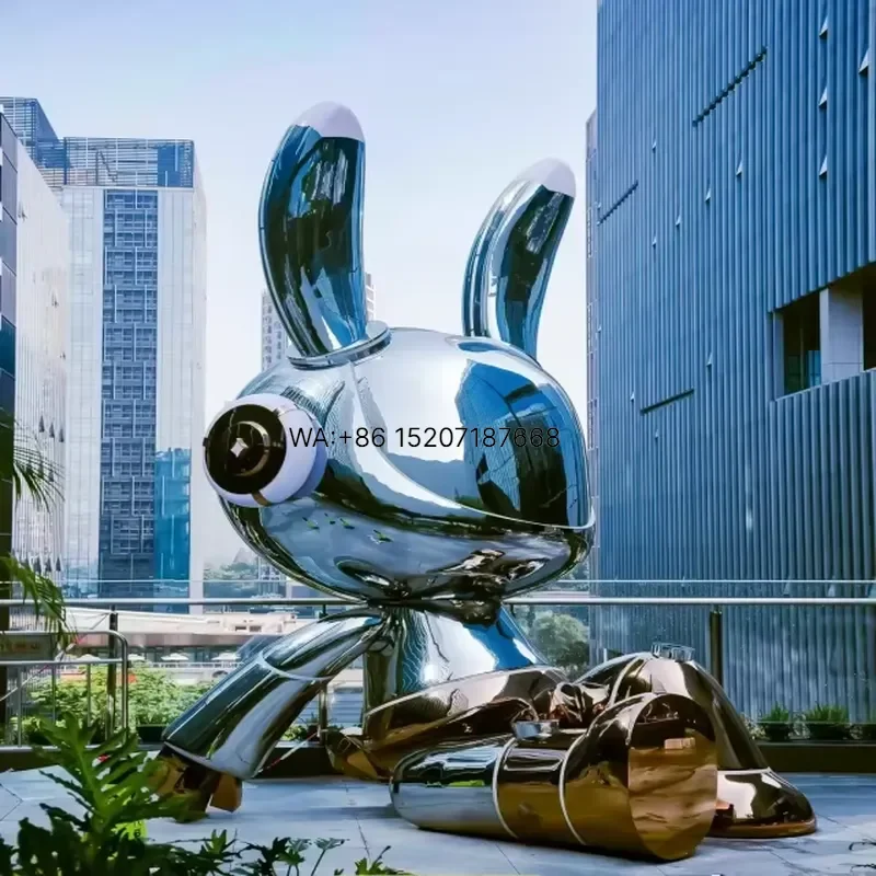 Wmwmnu Custom Large Metal Animal Statue Stainless Steel Rabbit Sculpture for Outdoor Decorative
