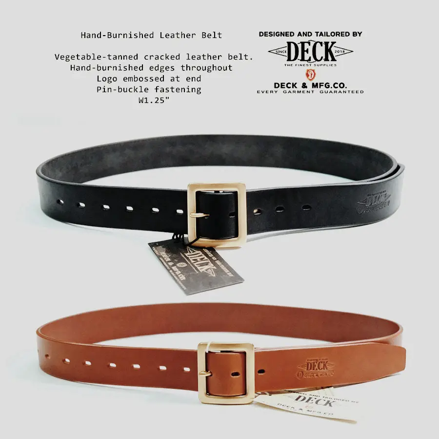 2026 New DECK&MFG.CO Handmade Vintage Selection 5.0mm Meian Ge Vegetable Tanned Cowhide Solid Brass Buckle Belt