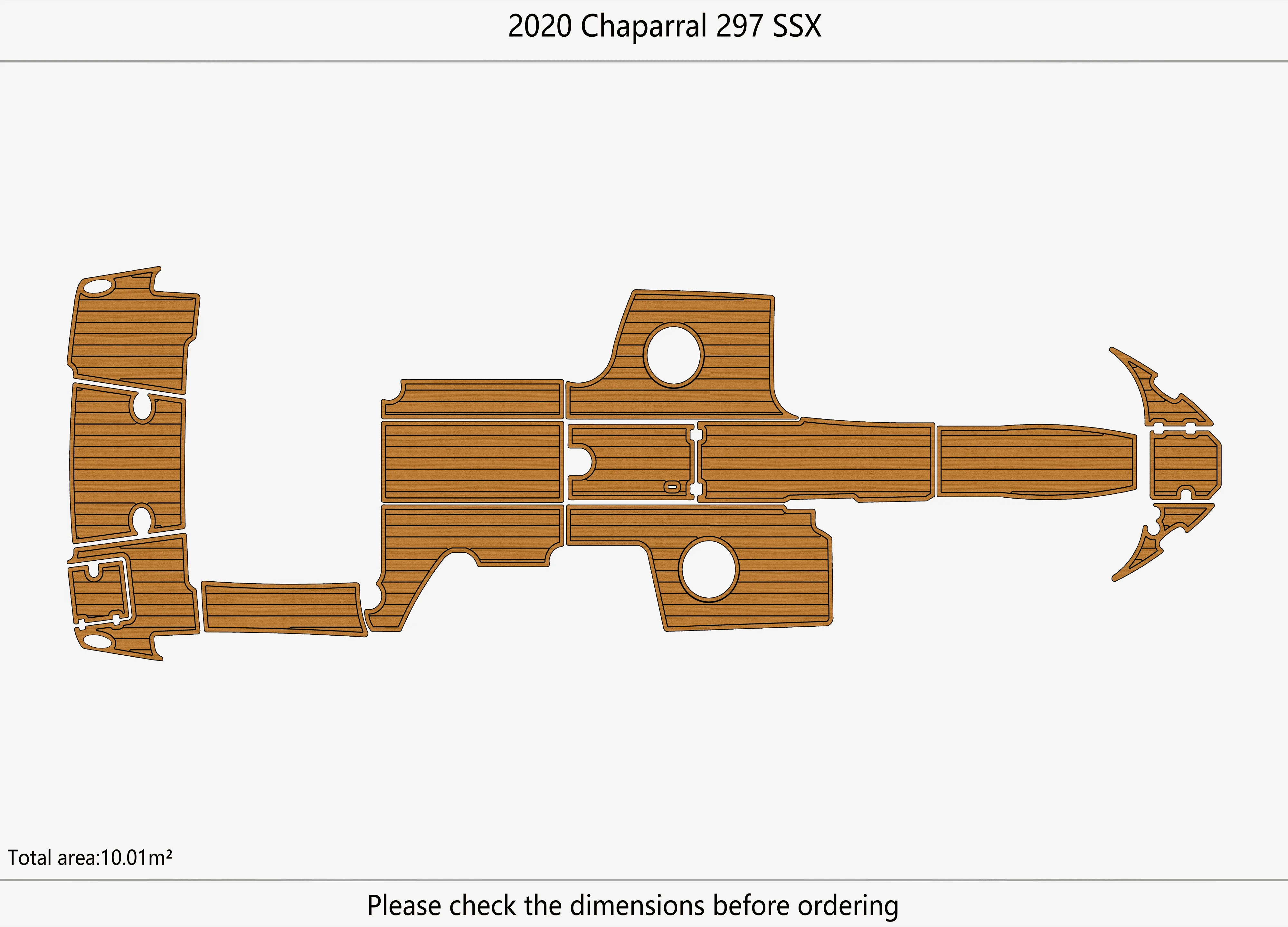 Anti-Skid EVA Faux Teak Self-Adhesive 6mm Boat Decking Pad for 2020 Chaparral 297 SSX B Yacht Cockpit Durable Marine Floor
