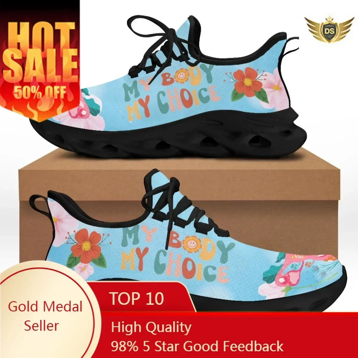 Lightweight Mesh My Body My Choice Shoes Woman Sneakers Custom Design Spring Lace-up Flat Footwear Ladies Flats Shoes