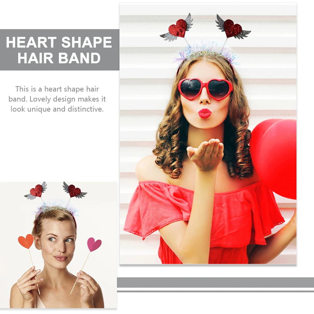 

1 Piece Love Heart Headband with Wing Design Lightweight Comfortable Valentine Party Headdress for Adults Women Festival Costume