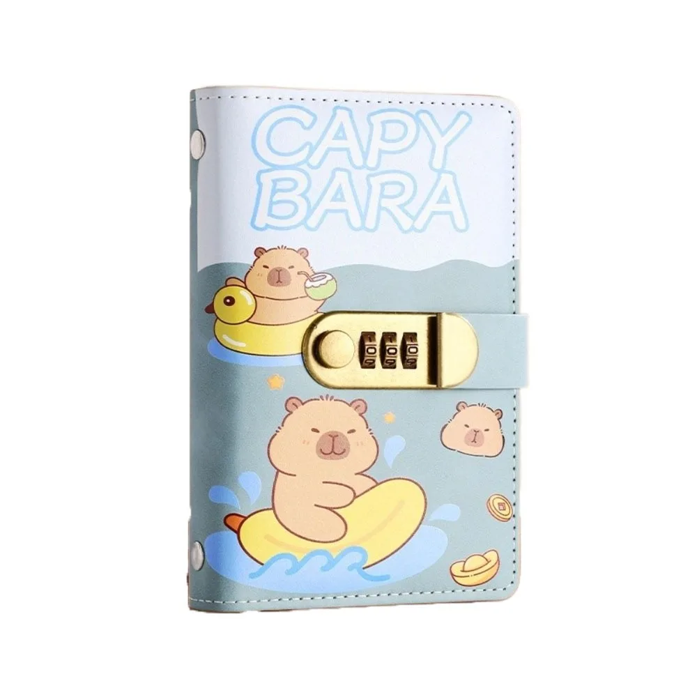 

Cartoon Capybara Saving Money Binder PU Leather with Password Lock Planner Organizer Wallet Storage Cash Envelopes