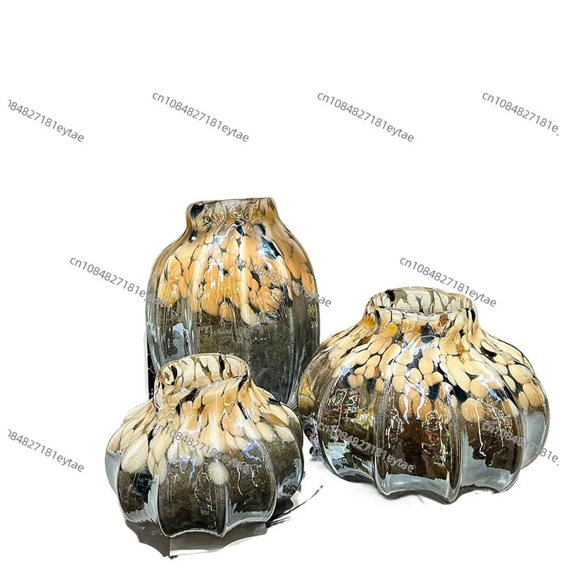 Painted Texture Glass Vase, Creative Wrinkled Pot, Aesthetic Desk & Room Decor, Floral Arrangement