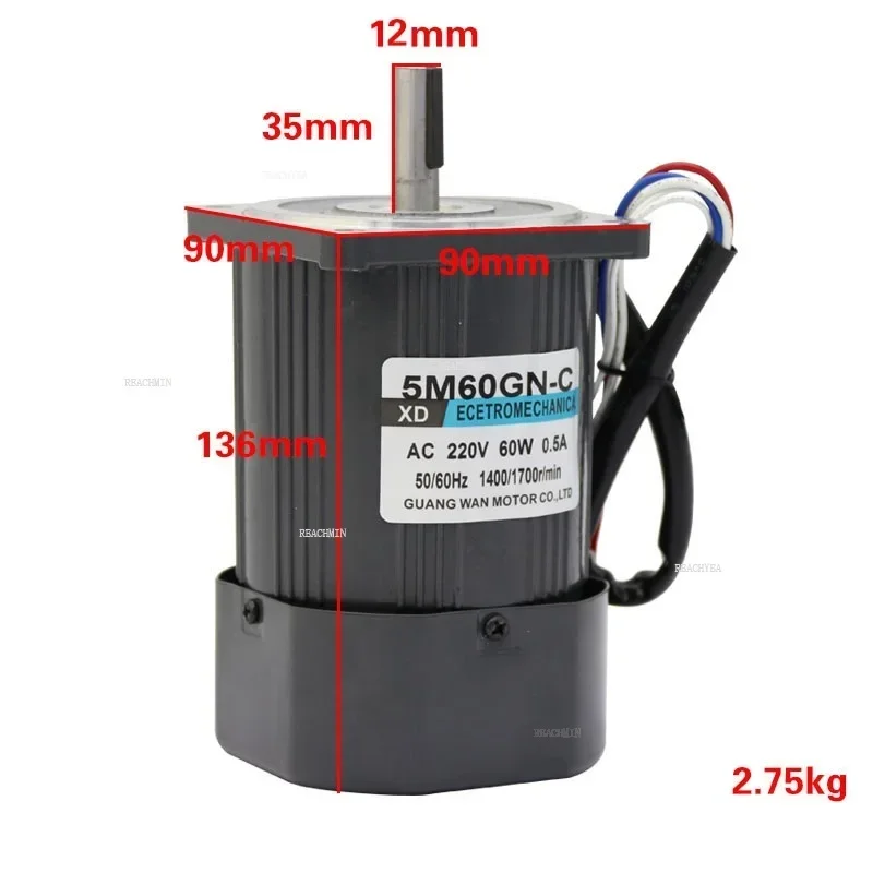 5I/KR60A-C AC Motor 220V Electric 60W 1400rpm/2800rpm High Speed Reversible With Control CW/CCW Torque