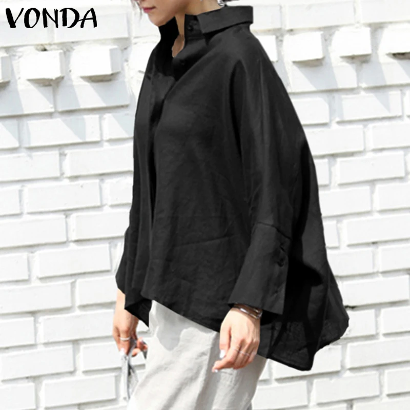 VONDA-Tunique décontractée à manches longues pour femmes, chemises à la mode, chemisier élégant, style avocat, monochrome, fête, automne, 2024