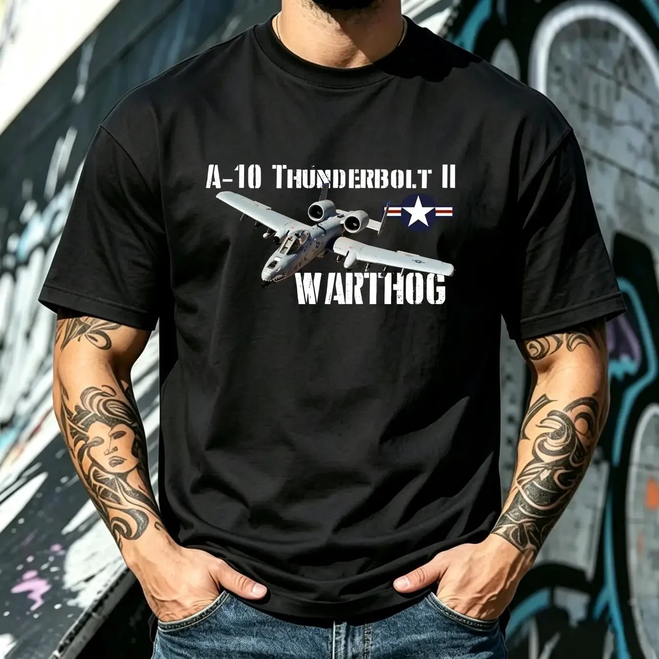 washed T Shirt A10 Thunderbolt II USAF Marine corp Warthog aircraft vintage Washed homme Unisex Stylish Breathable graphic