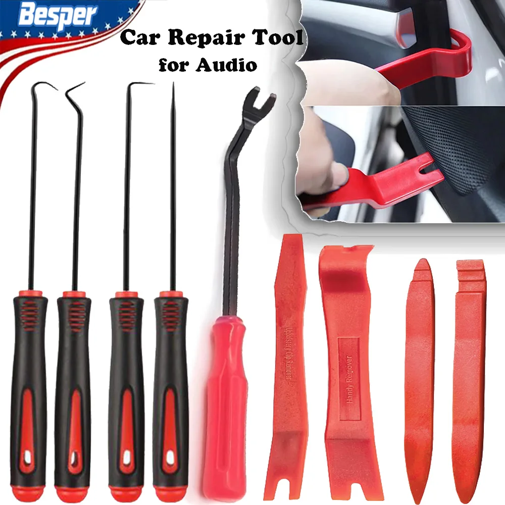 

Auto Clip Remover & Mechanic Hook and Pick Tool Set Car O-Ring Seal Gasket Remover Pick Hooks and Trim Panel Pry Removal Kit