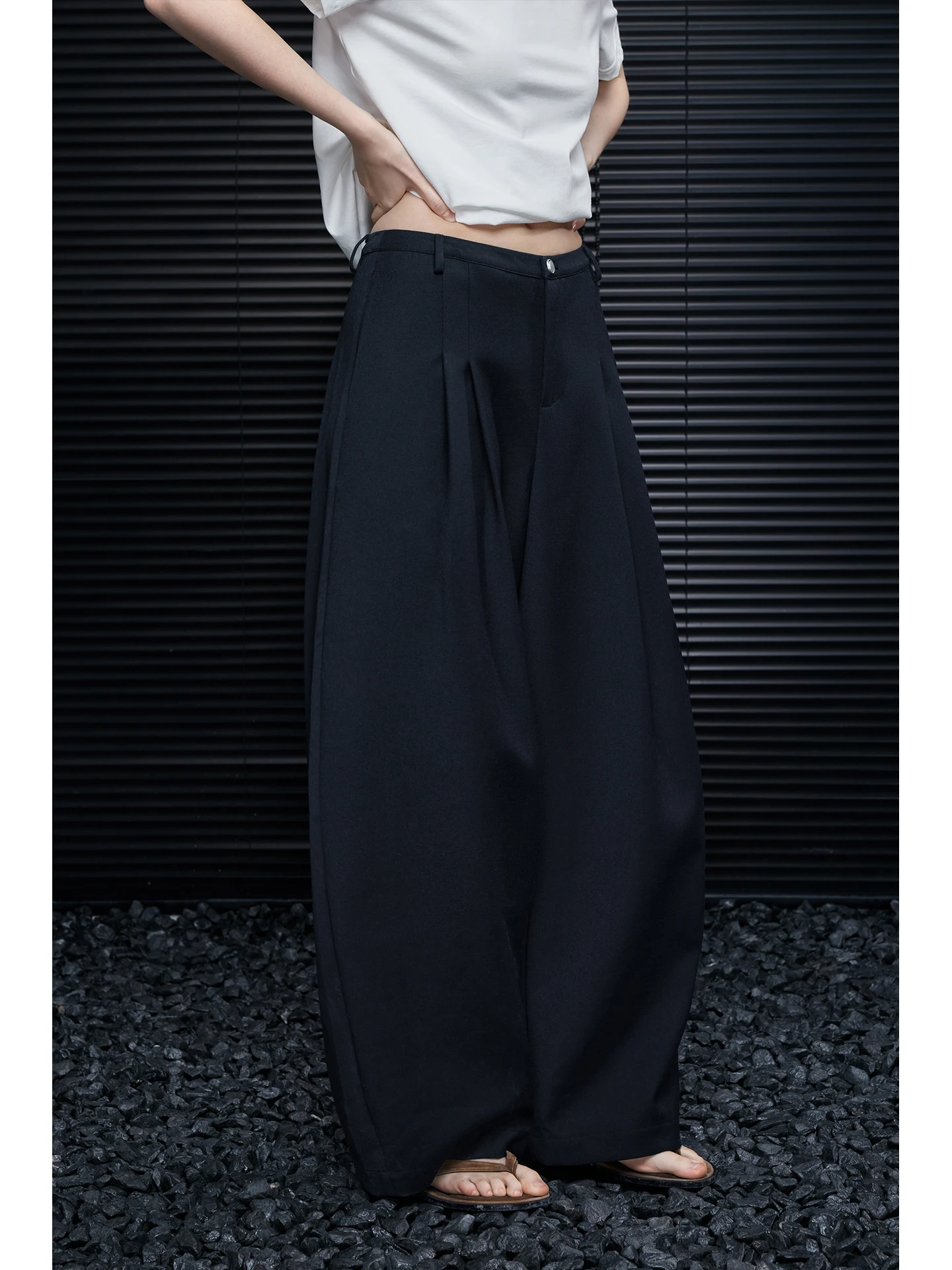 

Loose Wide Leg Suit Pants for Women Ele Drapey Sli Spring New Arrival High Waist Straight Cut Long Length Polyester