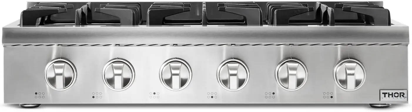 KITCHEN Pro-Style Gas Rangetop with 6 Sealed Burners 36 - Inch, Stainless Steel HRT3618U