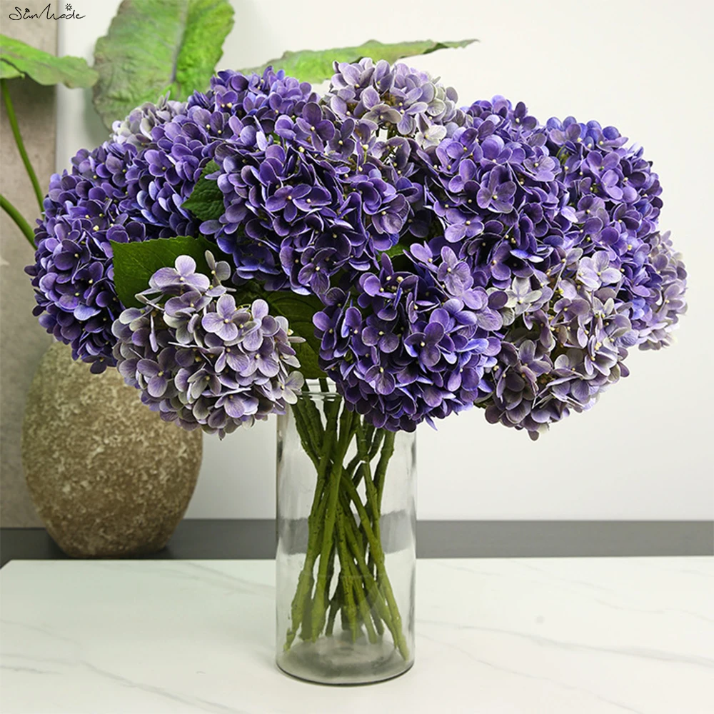 SunMade Luxury Large Hydrangea Branch Artificial Flowers Wedding Decoration Home Decor Flores Artificiales Blue Flower Chritmas