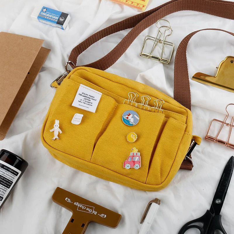 

Большая вместительная сумка для хранения из холщовой ткани, простой дизайн, для старшеклассников, многослойный пенал и сумка для мальчиков и девочек.