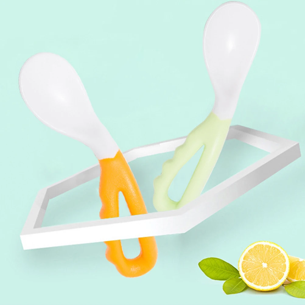 

4 Pcs 's Bent Spoon Utensils Training Toddlers Feeding Spoons Tableware Bendable Pp Self-Feeding