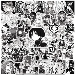 10/30/50pcs Black White Anime Genshin Impact Stickers Game Cartoon Decals DIY Laptop Phone Notebook Luggage Skateboard Sticker