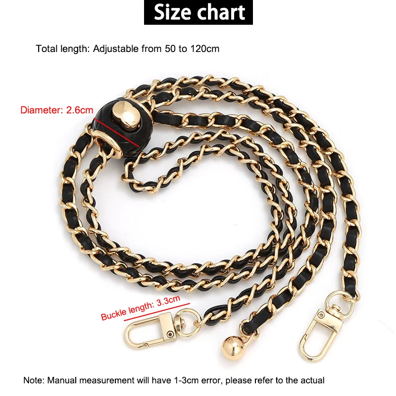 EverToner Adjustable Golden Balls Chain High-end Metal PU Leather Shoulder Strap Replacement Bag strap Accessories