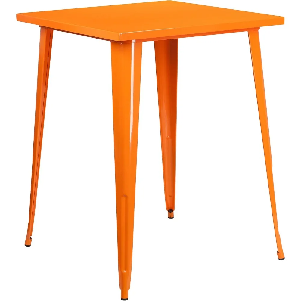 Nolan Commercial Grade 31.5" Square Orange Metal Indoor-Outdoor Bar Height Table