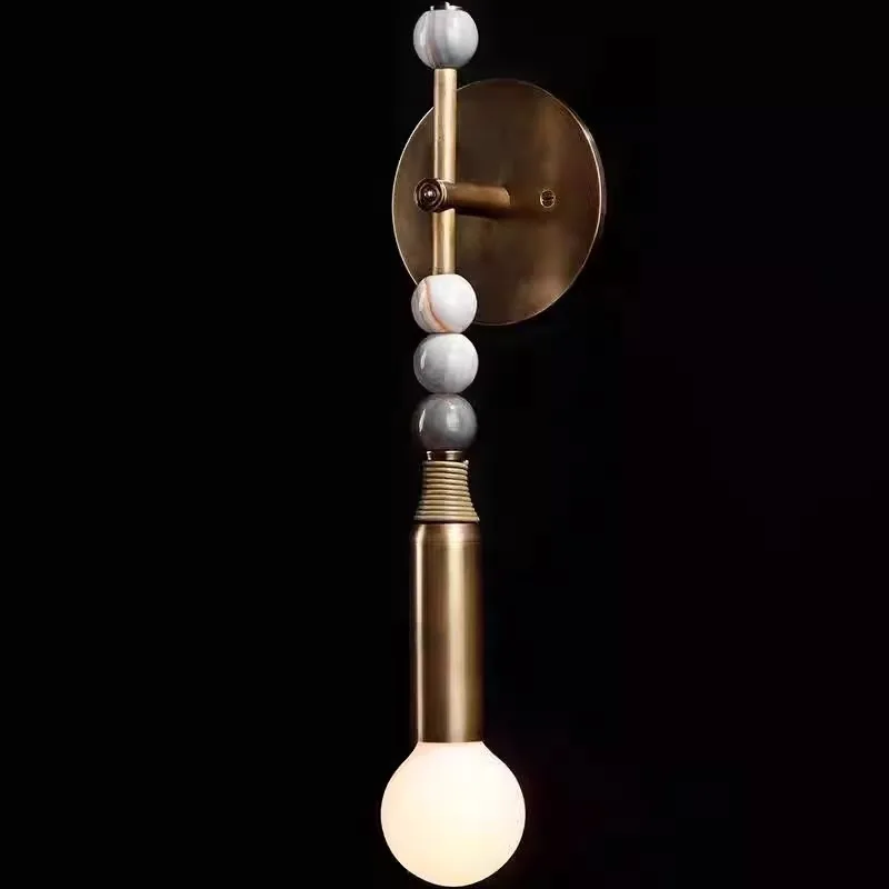 

Natural marble retro silent wind hotel living room dining table tea room study bedroom bedside wall lamp chandelier