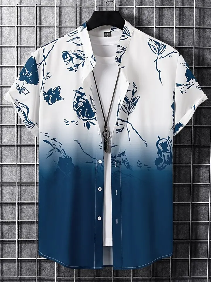 

Men's Cuban Guayabera Shirt Floral Shirts Button Down Tropical Holiday Beach Shirts Casual Palm Beach Shirts