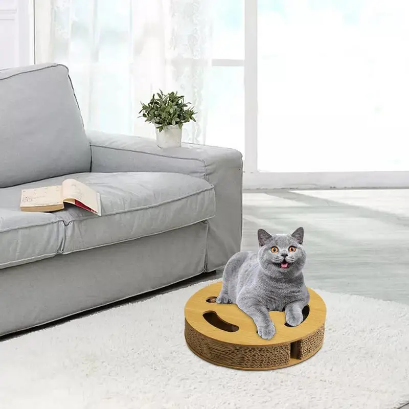 

Cat Scratching Board With Toy Corrugated Cat Scratcher With Electric Feather Inside Kitten Toy Furniture Protector For Mental
