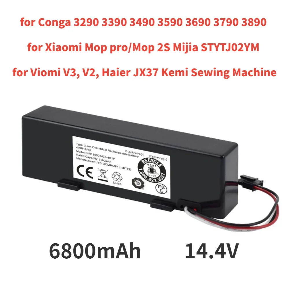 

Original 6800mAh Rechargeable battery For Conga 3290 3390 3490 3590 3690 3790 3890 Sweeping Mopping Robot 14.4V Vacuum Cleaner