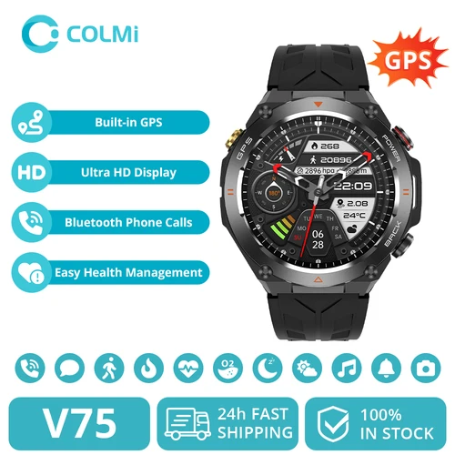 Reloj inteligente COLMI V75 GPS 2024, pantalla Ultra HD de 1,45 "", GPS incorporado y brújula para hacer/reparar llamadas telefónicas, batería de 650mAh