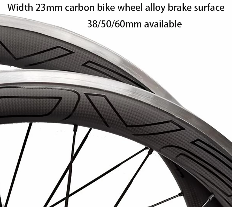 700C klin węglowy koła rowerowe drogowa 38/50/60mm aluminiowy hamulec powierzchnia ceramiczna piasta szerokość 23mm klincher Carbon Road zestaw kół rowerowych