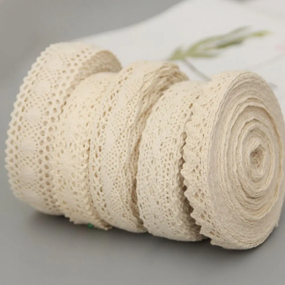 5m/roll Lace Trim Apparel Sewing Fabric Ivory Cream Trim Cotton Crocheted Lace Fabric Ribbon Handmade Patchwork Accessories