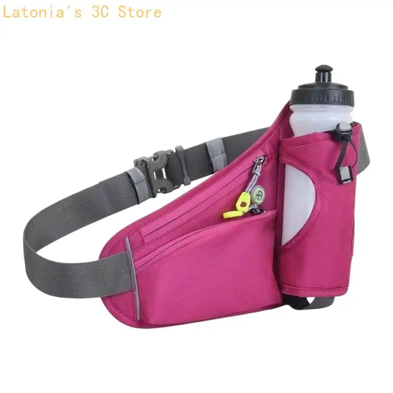 Adjustable Sports Belt with Bottle Holder, Running Waist Pack with Reflective Trim and Storage Pockets for Carry X3UB