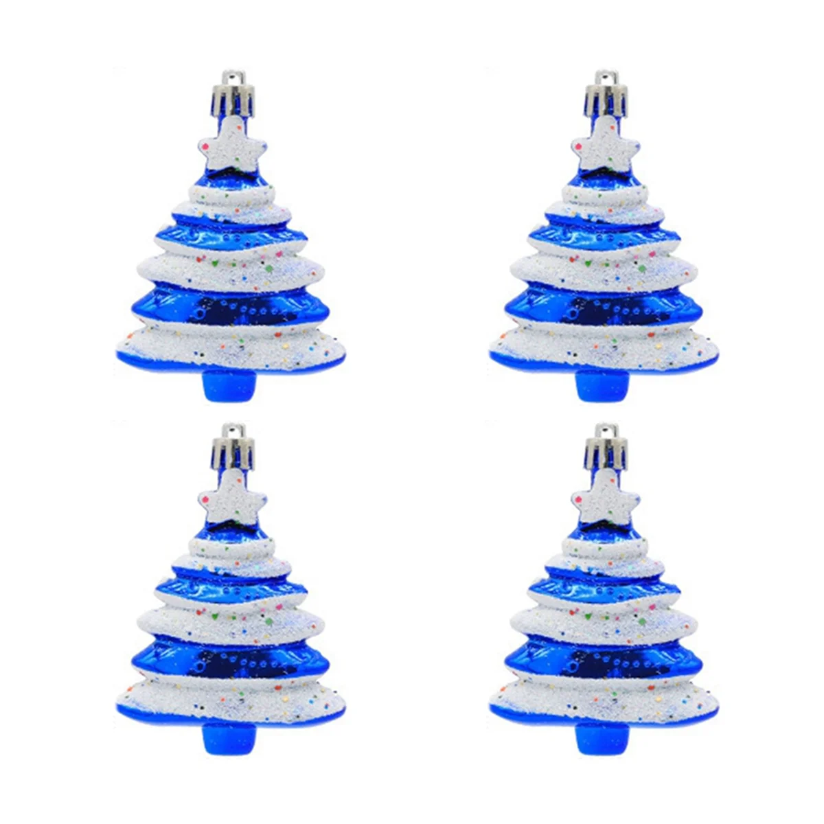 ONCE 8x6cm 4 Pack Christmas Ball Special-Shaped Christmas Tree Decoration Props Gift Plastic Painted Christmas Tree Blue