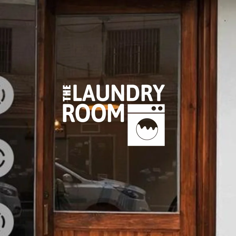 

The Laundry Room Sign Wall Decals Washing Machine Design Logo Vinyl Wall Window Sticker Laundry Shop Décor Vinyl Art #163