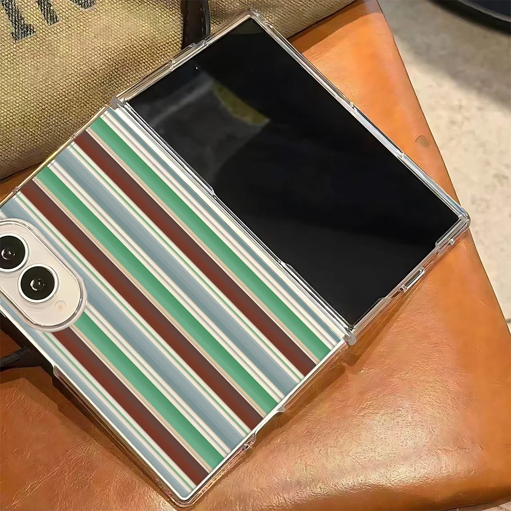 Striped Pattern For Samsung Galaxy Z Fold 8 7 6 5 4 3 2 Crystal Clear Hard Pc Case  Durable Non‑Yellowing Phone Back Cover