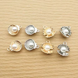 10pcs Pearl Shell Charm for Jewelry Making Earring Pendant Necklace Bracelet Diy Accessories Craft Supplies Alloy Metal