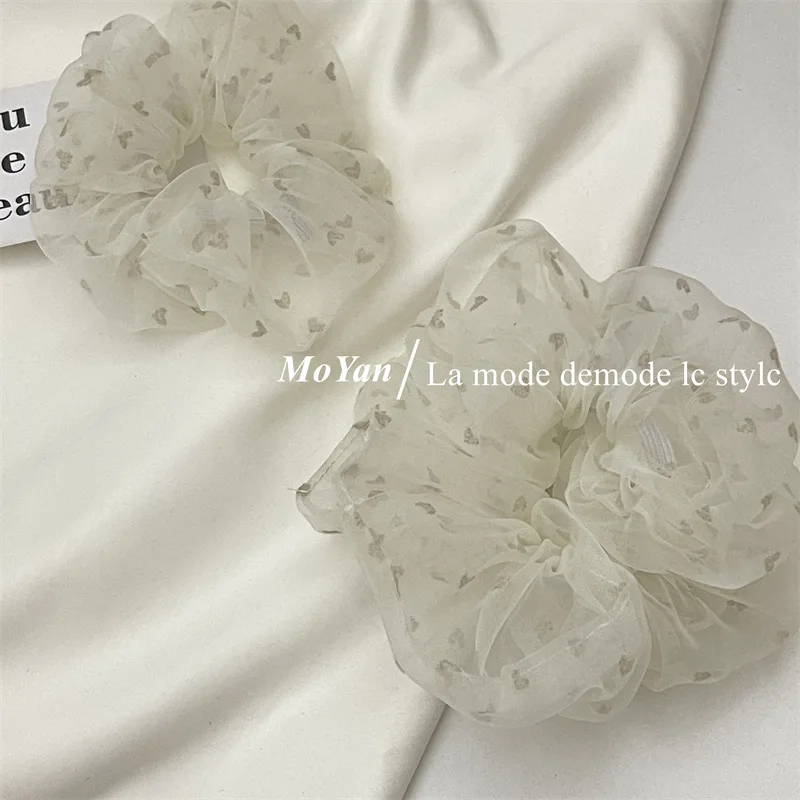 Großes Netz-Haarband für Damen, mit Liebevoll-Flauschiger Verzierung, Elegantes Haargummi, Vielseitig und Langlebig, Gummi-Haarband der Mori-Serie – Detail 9