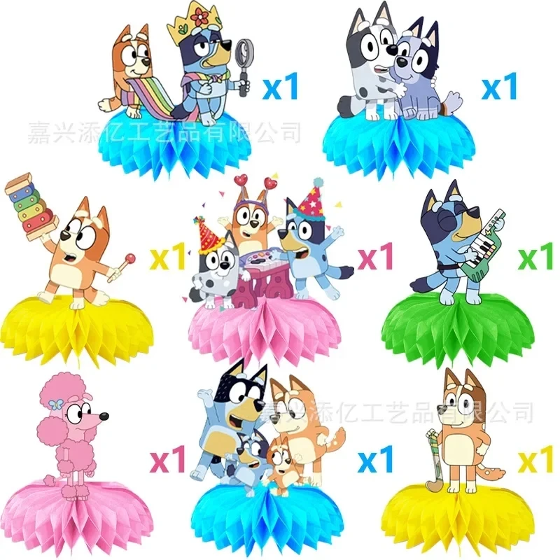 7-9 szt. 1 zestaw Figurki Bluey Dekoracje Urodzinowe Artykuły Imprezowe Urodziny Dziecka Ozdoby Plaster Miodu Dekoracje na Biurko Rekwizyty Prezent